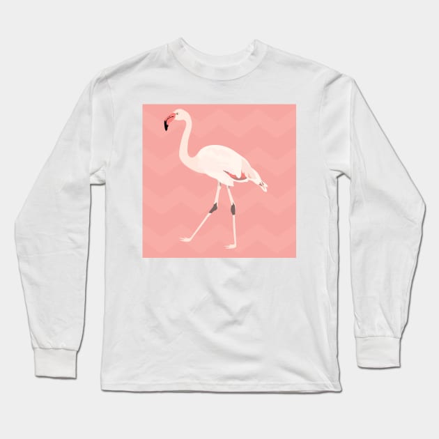 Hand drawn pink flamingo. Seamless pattern Long Sleeve T-Shirt by AnaMOMarques